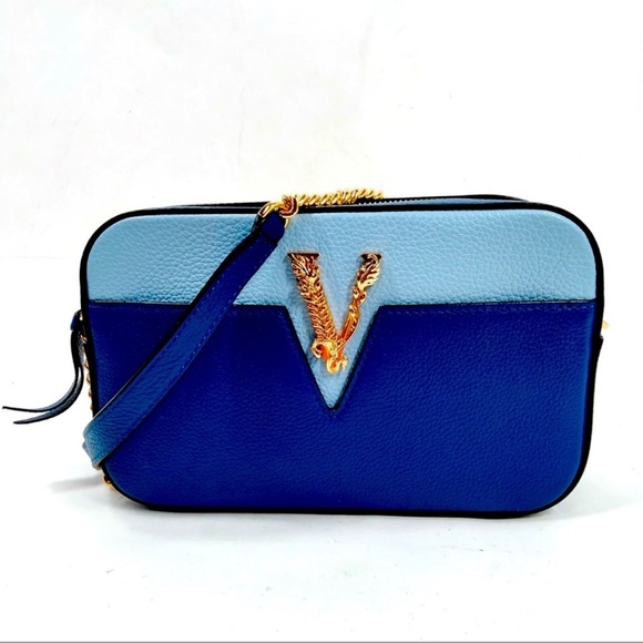 Versace Virtus Blue & Lt BlueWomen's Crossbody Bag.Auth. Included